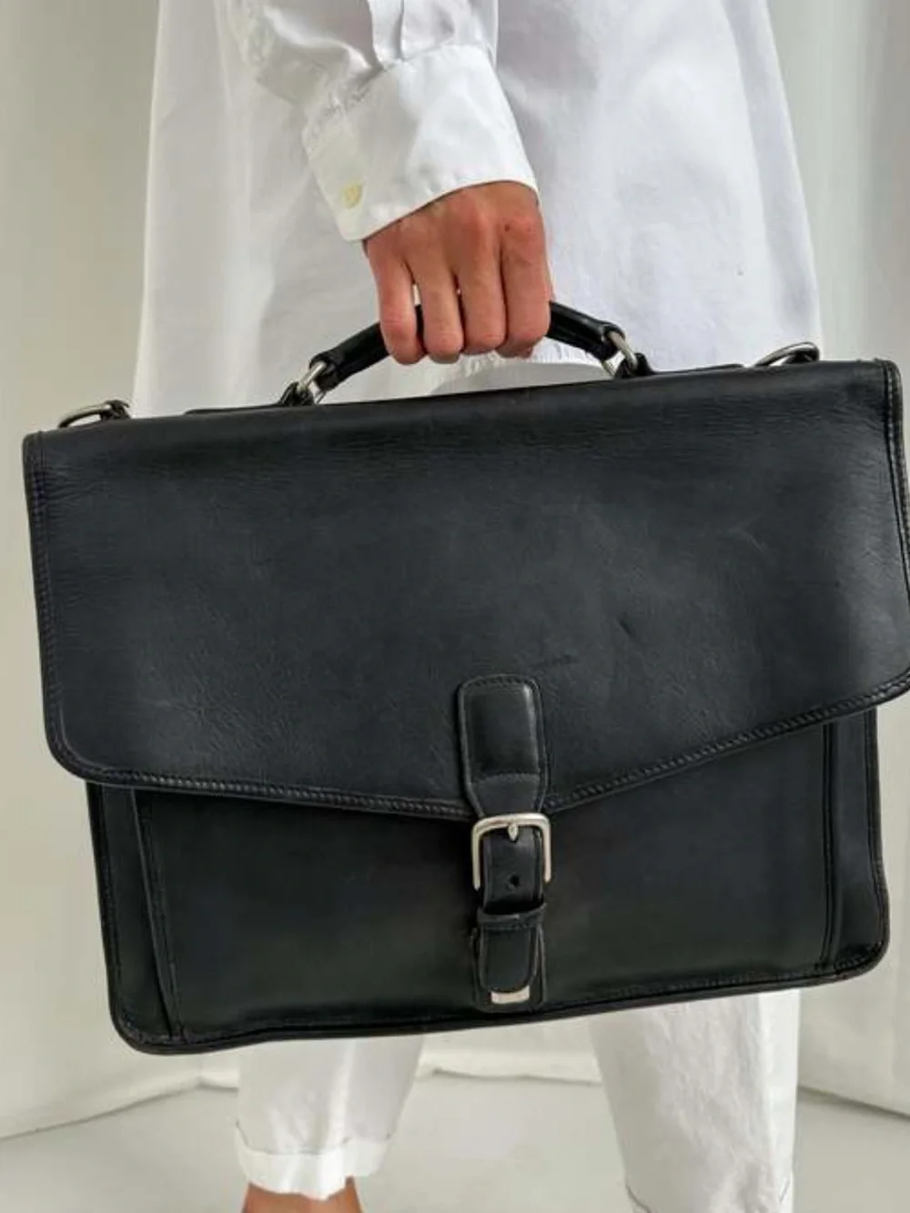 Vintage COACH 5319 Messenger Bag Black Leather Briefcase